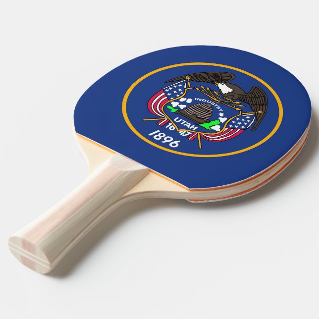 Raquette De Ping Pong Ping pong paddle avec Drapeau de l'Utah, USA (Devant Angle)