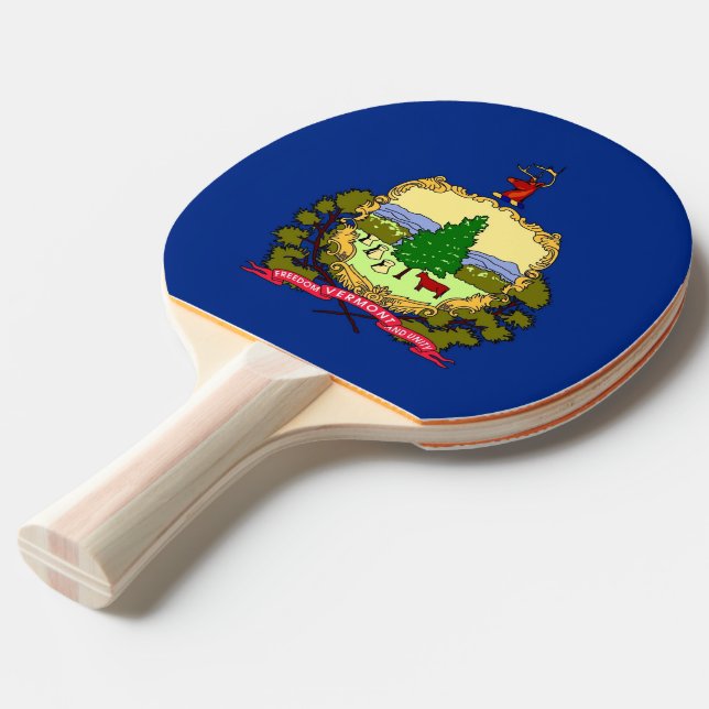Raquette De Ping Pong Ping pong paddle avec Drapeau du Vermont, USA (Devant Angle)