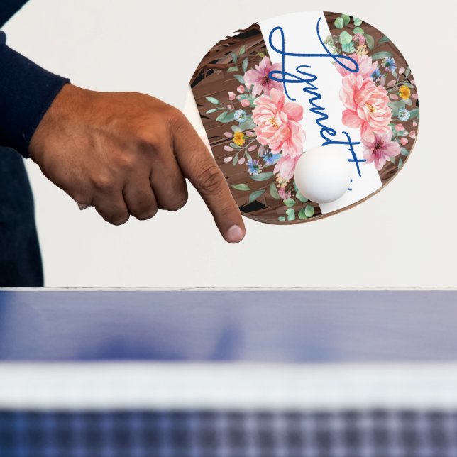 Raquette De Ping Pong Ping Pong Paddle Floral Fleurs Pink Pastel (Insitu)