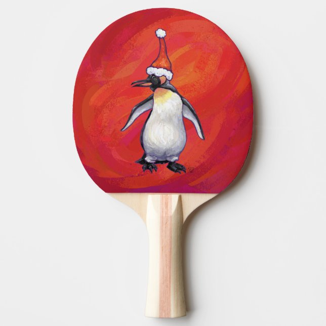 Raquette De Ping Pong Pingouin à Santa Hat en rouge (Devant)