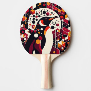 Raquette De Ping Pong Pingouin Rouge Maroon Orange En Abstrait Géométriq