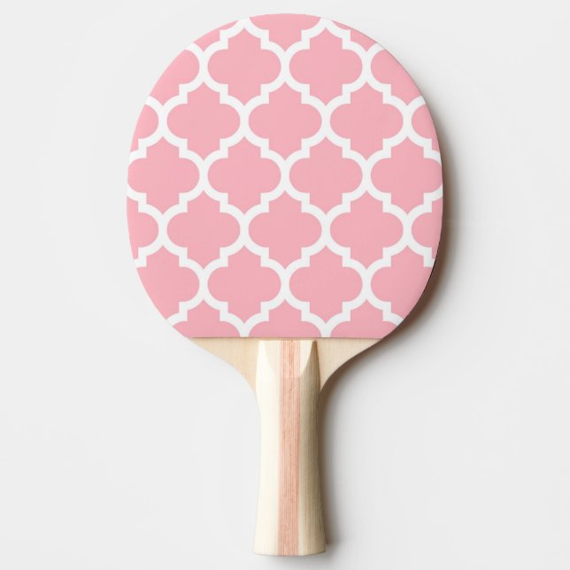Raquette De Ping Pong Pink White Moroccan Quatrefoil (Devant)
