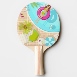 Raquette De Ping Pong Piscine fille en bikini plage d'été