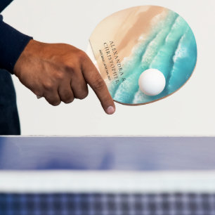 Raquette De Ping Pong Plage océanique aquarelle signature été