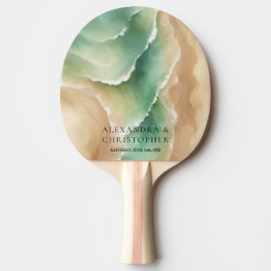 Raquette De Ping Pong Plage océanique aquarelle signature été ensoleillé