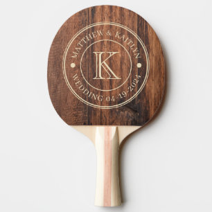 Raquette De Ping Pong Planche à Découper Usée Monogramme de Mariage