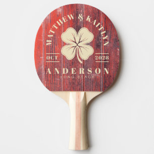 Raquette De Ping Pong Planches de grange en détresse Blason de mariage T