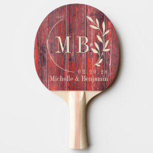 Raquette De Ping Pong Planches de grange en détresse Monogramme de maria