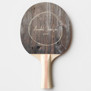 Raquette De Ping Pong Planches Usées Nom dans Cercle Tracé