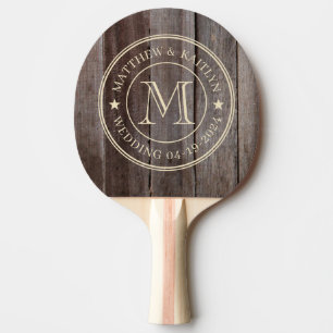 Raquette De Ping Pong Planches Vintage Monogramme Étoile de Mariage