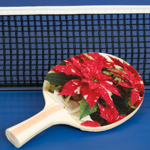 Raquette De Ping Pong Poinsettias Festive Rouge Blanc Floral