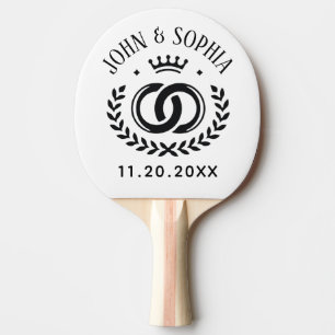 Raquette De Ping Pong Police de couleur noire avec nom de couple personn