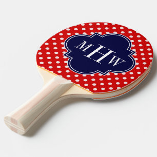 Raquette De Ping Pong Polka blanc rouge Point Marine Quatrefoin 3 Monogr
