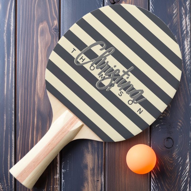 Raquette De Ping Pong Polo Méditerranéen gris peint du milieu du siècle  (Créateur téléchargé)