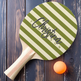 Raquette De Ping Pong Polo vert saule du milieu du siècle Nom peint