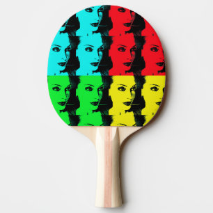 Raquette De Ping Pong pop art beauté femme visage 80s