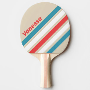 Raquette De Ping Pong Poursuite de Nuages Rayures Angulaires avec Nom