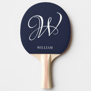 Raquette De Ping Pong Premier monogramme bleu marine personnalisé