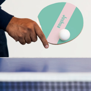 Raquette De Ping Pong Preppy Chic rose et vert Nom personnalisé
