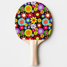 Raquette De Ping Pong Puissance de fleur hippie de printemps rétro