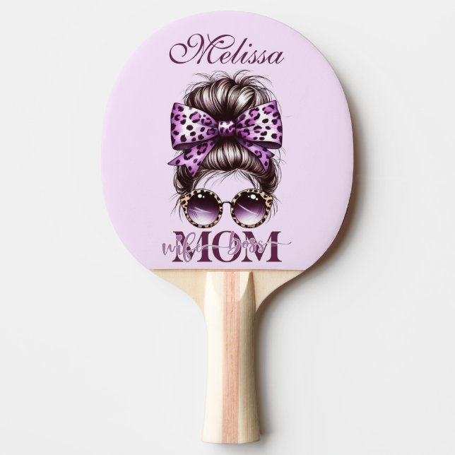 Raquette De Ping Pong Purple Messy Bun Maman Femme Boss (Devant)
