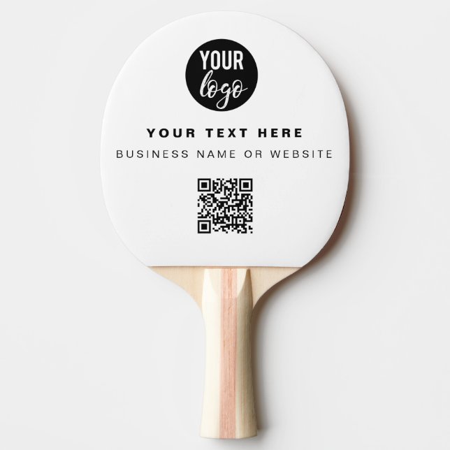 Raquette De Ping Pong QR Code Business Logo Blanc Simple Table Tennis (Devant)