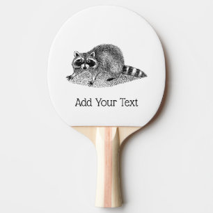 Raquette De Ping Pong Raccoon masqué vintage