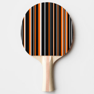 Raquette De Ping Pong Raie de code-barres noir, blanc et orange moderne