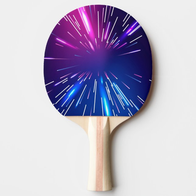 Raquette De Ping Pong Rayons lumineux vifs bleu rose (Devant)