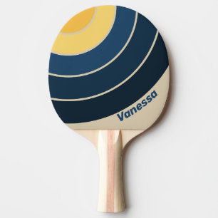 Raquette De Ping Pong Rayure de cercle de sable de plage vintage avec no