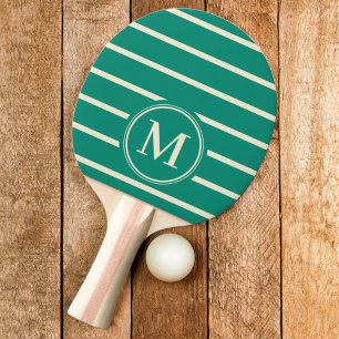 Raquette De Ping Pong Rayure Monogramme Couleur Aqua Beach Breeze
