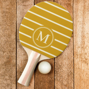 Raquette De Ping Pong Rayure Monogramme Couleur Ocres Dorés