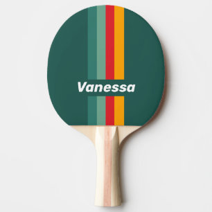Raquette De Ping Pong Rayure verte avec nom