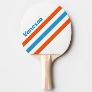 Raquette De Ping Pong Rayures Angulaires Nostalgiques d'Été avec Nom