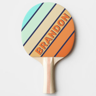 Raquette De Ping Pong Rayures audacieuses rétro de style vintage avec no