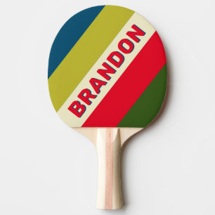 Raquette De Ping Pong Rayures épaisses rétro rugby avec nom