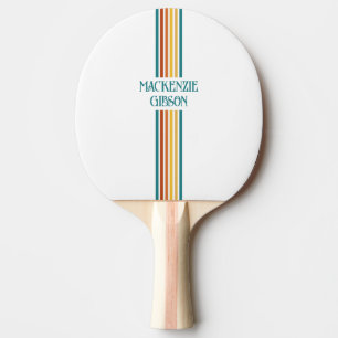 Raquette De Ping Pong Rayures minimalistes monogrammées rétro