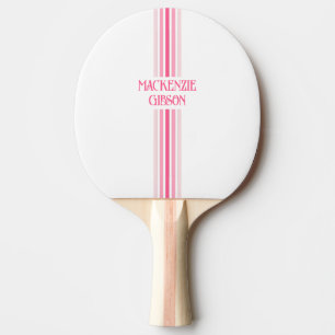 Raquette De Ping Pong Rayures minimalistes monogrammées rétro