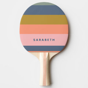 Raquette De Ping Pong Rayures Modernes Élégantes Tons Terre Personnalisé
