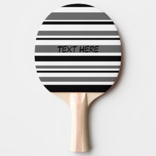 Raquette De Ping Pong Rayures noires, grises, blanches personnalisables