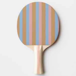 Raquette De Ping Pong Rayures Ocres, Roses et Bleues
