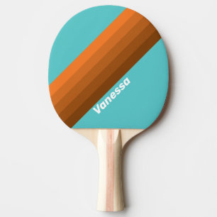 Raquette De Ping Pong Rayures sarcelle du désert avec nom