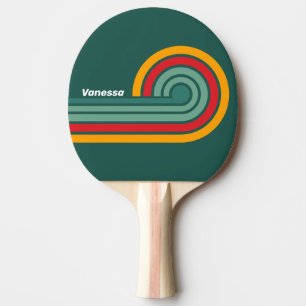 Raquette De Ping Pong Rayures Vertes avec Nom