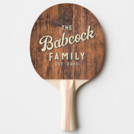 Raquette De Ping Pong Reclaimed Wood Retro Family Name & Year
