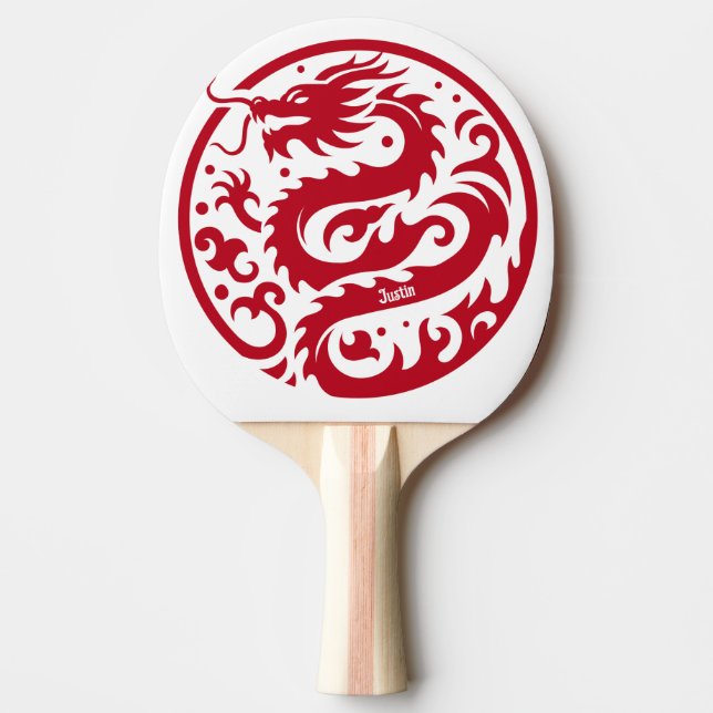 Raquette De Ping Pong Red and White Dragon Personalized (Devant)