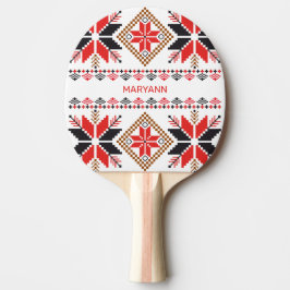 Raquette De Ping Pong Red Stars Diamonds Cross Stitch Custom