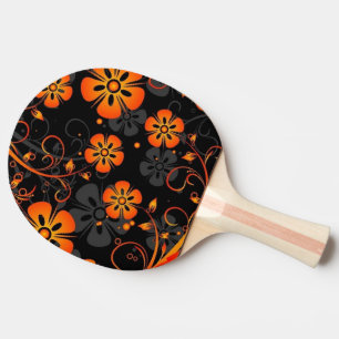 Raquette De Ping Pong remous orange d'art de vecteur de fleurs