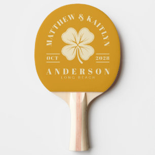 Raquette De Ping Pong Renoncule brûlée Trèfle irlandais Chanceux Blason