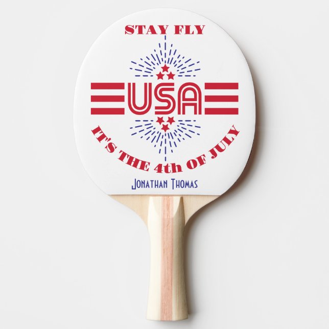 Raquette De Ping Pong Reste mouche c'est le 4 juillet (Devant)