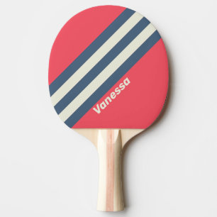 Raquette De Ping Pong Retro Beach Club Rayé avec Nom